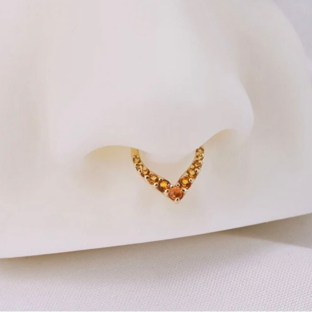 14K solid gold and citrine septum ring